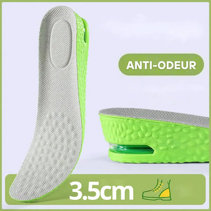 Airzen - Semelle gain de taille et confort 3.5cm | Vert absorption airzen chocs confort coussin discr disponibles fatigue gain hauteurs pour rehaussement respirante riau semelle semelles sont taille votre