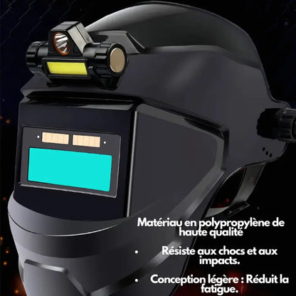 Arcvor | Masque de soudage avec lampe frontale arcvor assombrissant auto avec clairage confort dans filtre frontale lampe masque pour professionnels protection soudage soudure thermique travaux vous