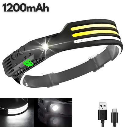 COB LED | Lampe frontale à capteur LED rechargeable 3 LEDs Blanches (1200mAh) activit bricolage camping capteur cette clairage confort elle frontale lampe mouvement obscurit plein port pour professionnels prolong puissance rapide recharge rechargeable travailzen travaux vous