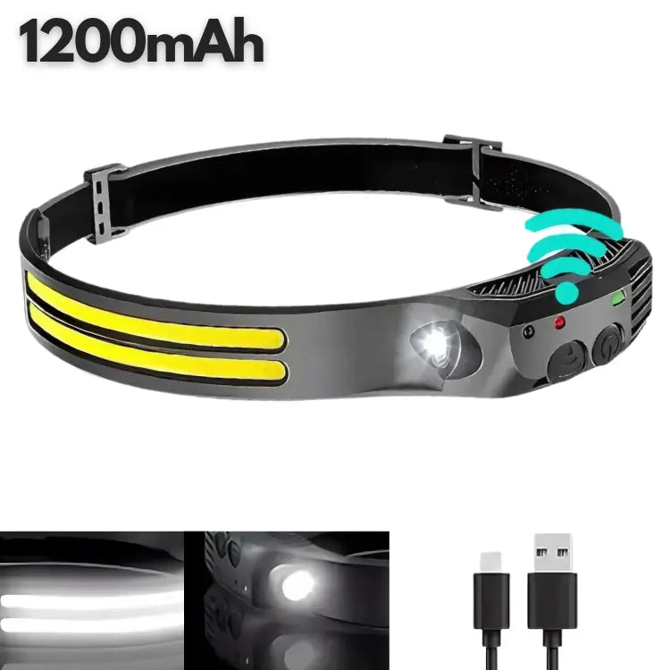 COB LED | Lampe frontale à capteur LED rechargeable activit bricolage camping capteur cette clairage confort elle frontale lampe mouvement obscurit plein port pour professionnels prolong puissance rapide recharge rechargeable travailzen travaux vous