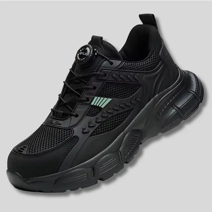 CROSSAFE - Baskets de sécurité à lacets automatiques Noir acier anti antid automatique automatiques automne baskets bouton confort crasement crossafe curit doublure durable elles embout fermeture lacets maille mesh pour printemps rapante respirant rieure rotatif semelle sistante sécurité travail