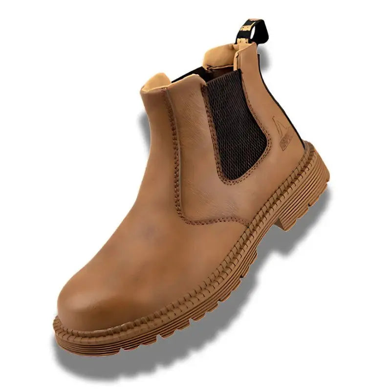 ELEGUARD - Bottes de sécurité en cuir Camel Bottes de sécurité Bottes de sécurité en cuir Bottes de sécurité en cuir noir