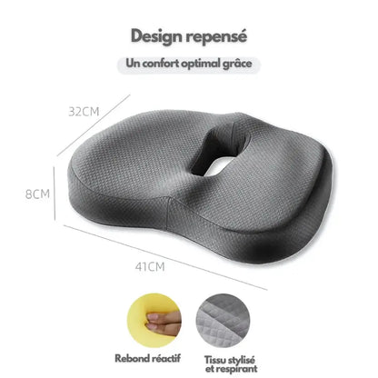 Ferns | Coussin Dossier et Siège Orthopédique Coussin d’assise gris assise avec bureau coccyx confort coussin design dique dossier douleurs ferns forme haute housse lavable lombaire lombaires maison moire mousse orthop posture pour prolong respirant soutien tissu toute utilisation voiture votre