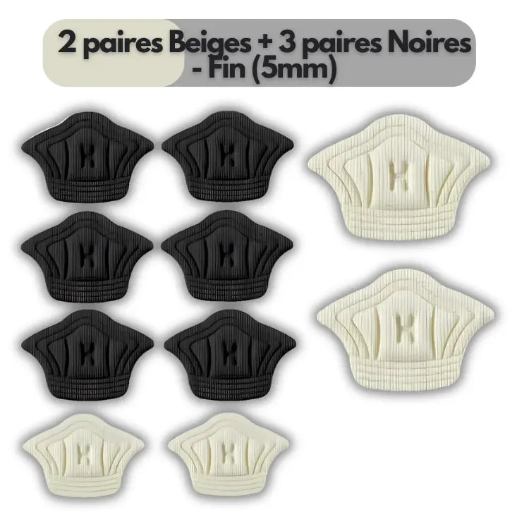 HeelFit : Coussinets de talon adhésifs 2 paires Beiges + 3 paires Noires - Fin (5mm) ajustement avec chaussures confort coussinets essayez haute heelfit journ parfait pour protection sifs sive taille talon toutes ultimecoussinets votre