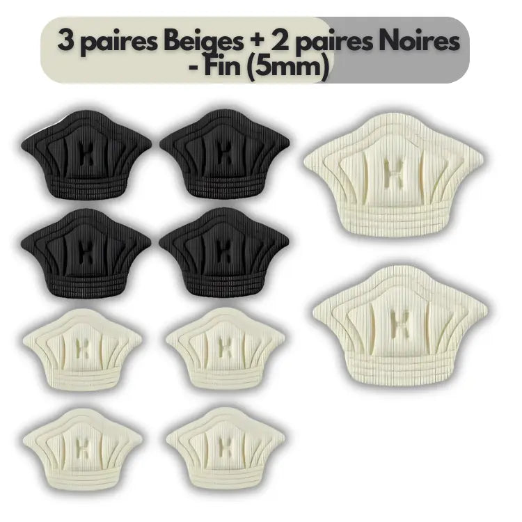 HeelFit : Coussinets de talon adhésifs 3 paires Beiges + 2 paires Noires - Fin (5mm) ajustement avec chaussures confort coussinets essayez haute heelfit journ parfait pour protection sifs sive taille talon toutes ultimecoussinets votre