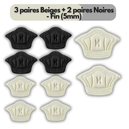 HeelFit : Coussinets de talon adhésifs 3 paires Beiges + 2 paires Noires - Fin (5mm) ajustement avec chaussures confort coussinets essayez haute heelfit journ parfait pour protection sifs sive taille talon toutes ultimecoussinets votre