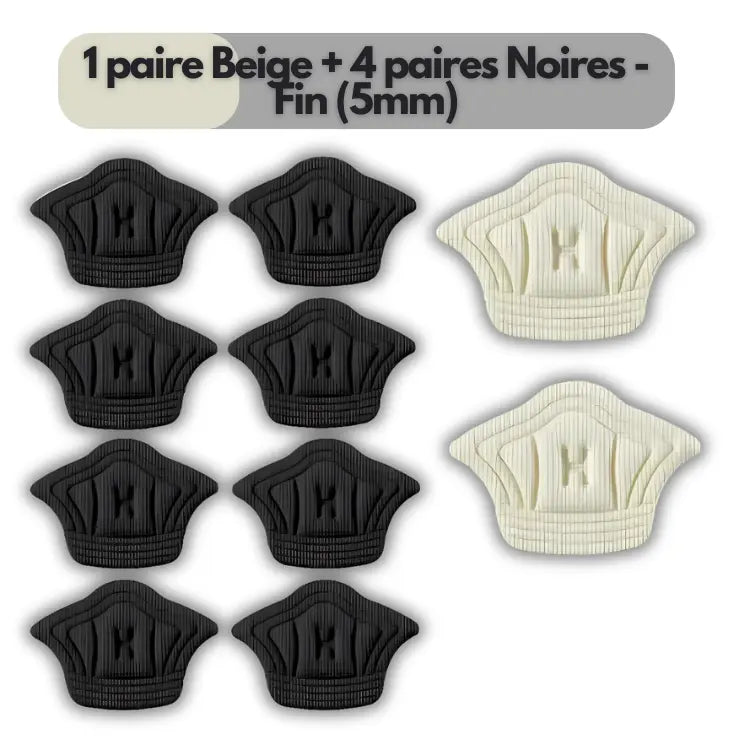 HeelFit : Coussinets de talon adhésifs 1 paire Beige + 4 paires Noires - Fin (5mm) ajustement avec chaussures confort coussinets essayez haute heelfit journ parfait pour protection sifs sive taille talon toutes ultimecoussinets votre