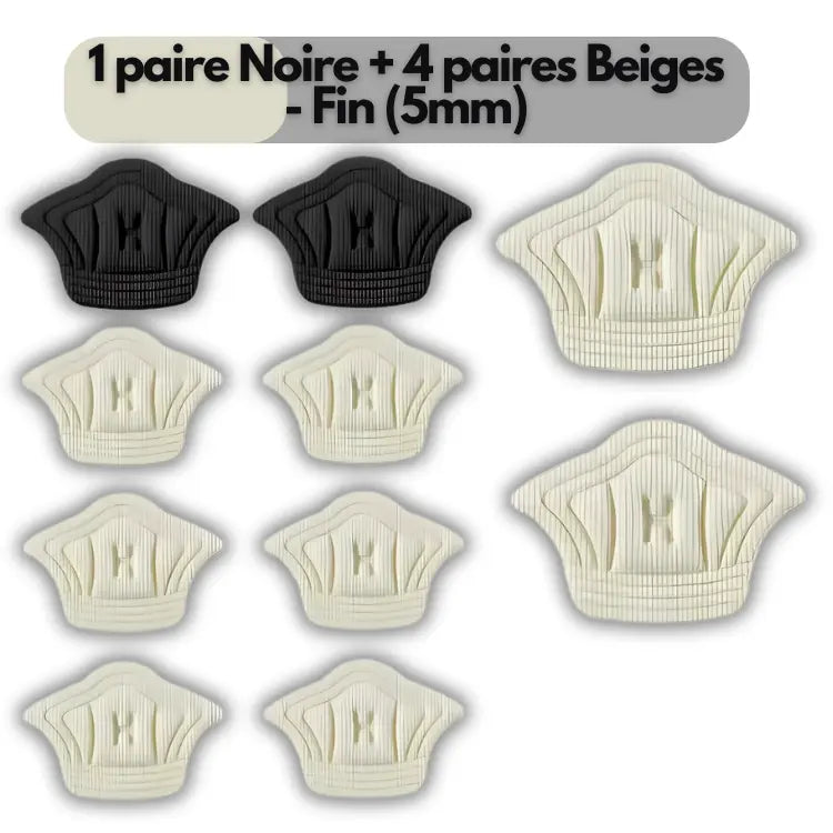 HeelFit : Coussinets de talon adhésifs 1 paire Noire + 4 paires Beiges - Fin (5mm) ajustement avec chaussures confort coussinets essayez haute heelfit journ parfait pour protection sifs sive taille talon toutes ultimecoussinets votre
