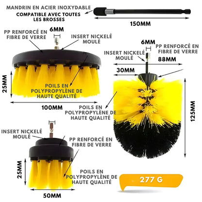 DrillBrush – Brosse perceuse multi-usage Ensemble B adapte avec brosse brosses carrelage complet cuisine drillbrush jantes multi perceuse pour surfaces toutes unit usage vitres