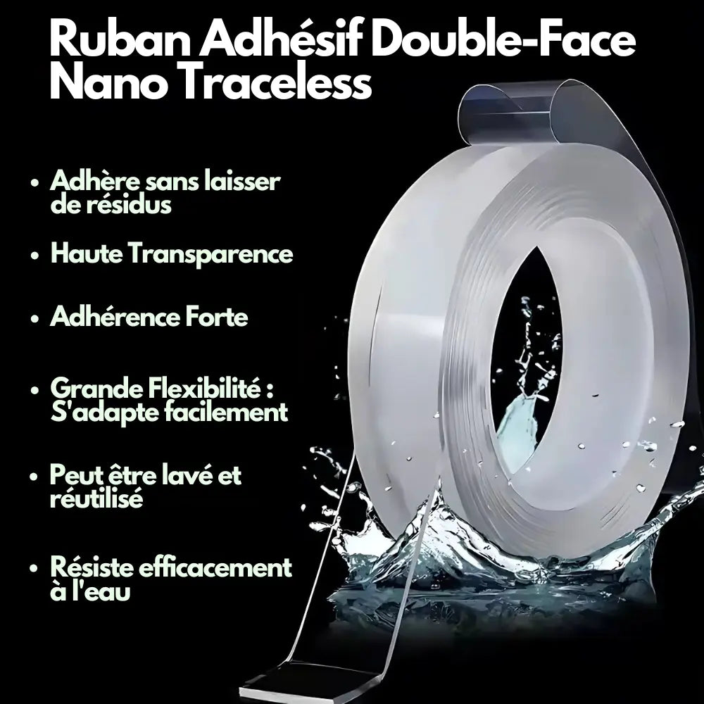 NANO : Adhésif Lavable Double Face couvrez double durable face fixation fixer lavable murs nano pour sans solution surfaces tout usage utiliser votre vous