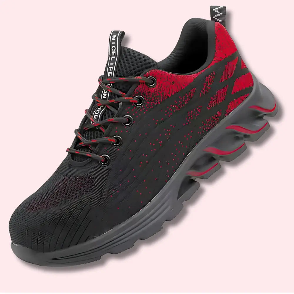 NICELIFE - Baskets de sécurité antistatiques Rouge acier antistatique antistatiques automne baskets caoutchouc confort curit doublure durable elles embout hiver maille nicelife pour printemps protection respirante rieure saison saisons semelle style sécurité toutes