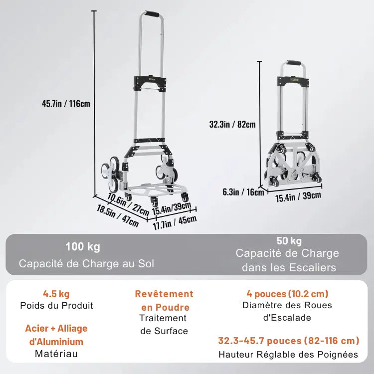 VEVOR Chariots de Manutention pour Escaliers capacit chariots couvrez dans escaliers jardinage jusqu livraisons manutention nagements poids poign pouces pour roues vevor