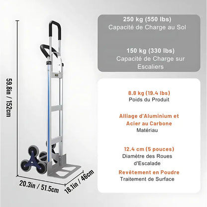 VEVOR Chariots de Manutention pour Escaliers capacit chariots couvrez dans escaliers jardinage jusqu livraisons manutention nagements poids poign pouces pour roues vevor