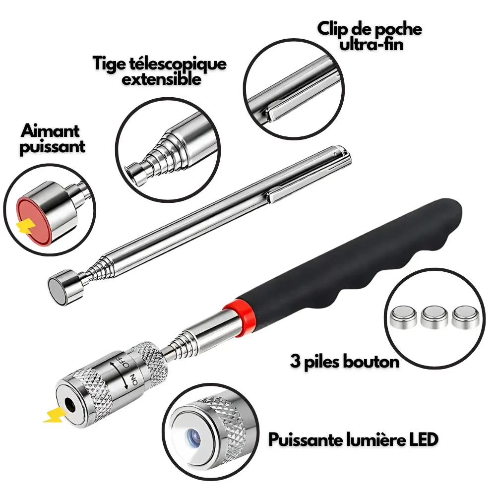 ZUIDID Ramasse Vis Aimanté – Outil Télescopique aimant boulons dans facilement lescopique objets outil parations plus pour puissant ramasse talliques tige tous votre vous zuidid