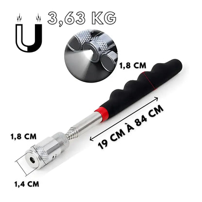 ZUIDID Ramasse Vis Aimanté – Outil Télescopique Noir avec lumière 3.63 kg Stock Central aimant boulons dans facilement lescopique objets outil parations plus pour puissant ramasse talliques tige tous votre vous zuidid